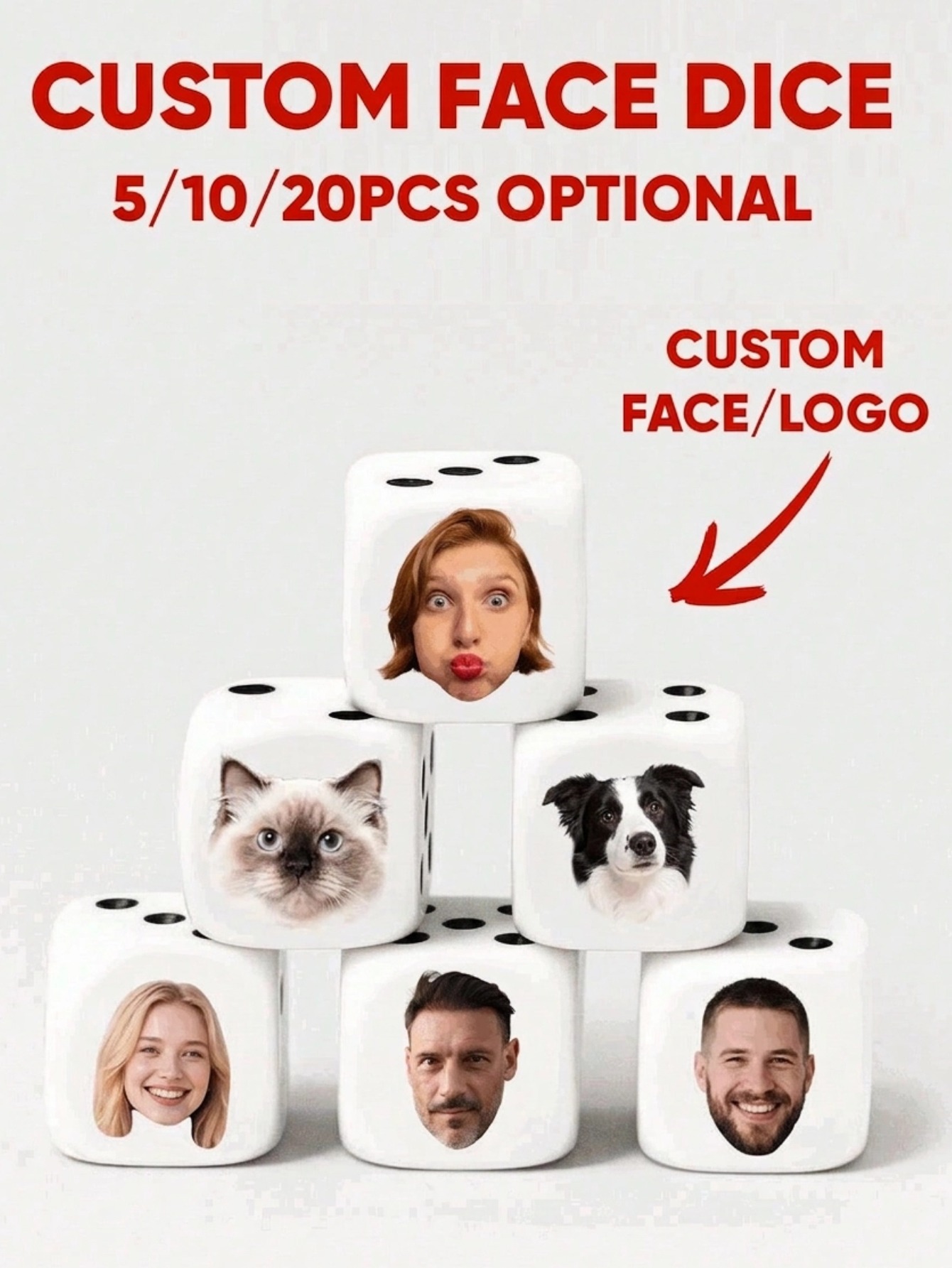 Party Games Gifts - Dado de Rosto Personalizado, Dado de