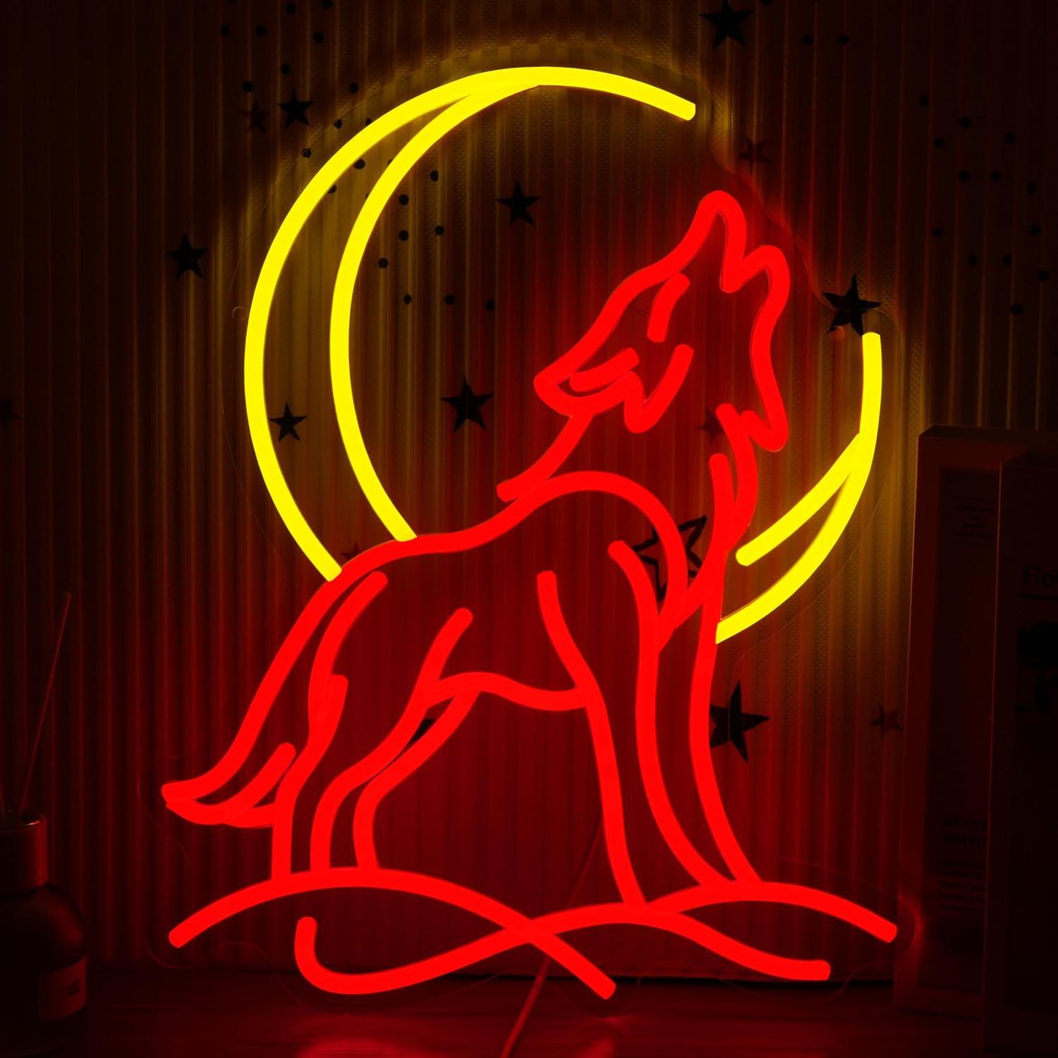 Party Games Gifts - Letreiro Neon Lobo Uivante com Luz